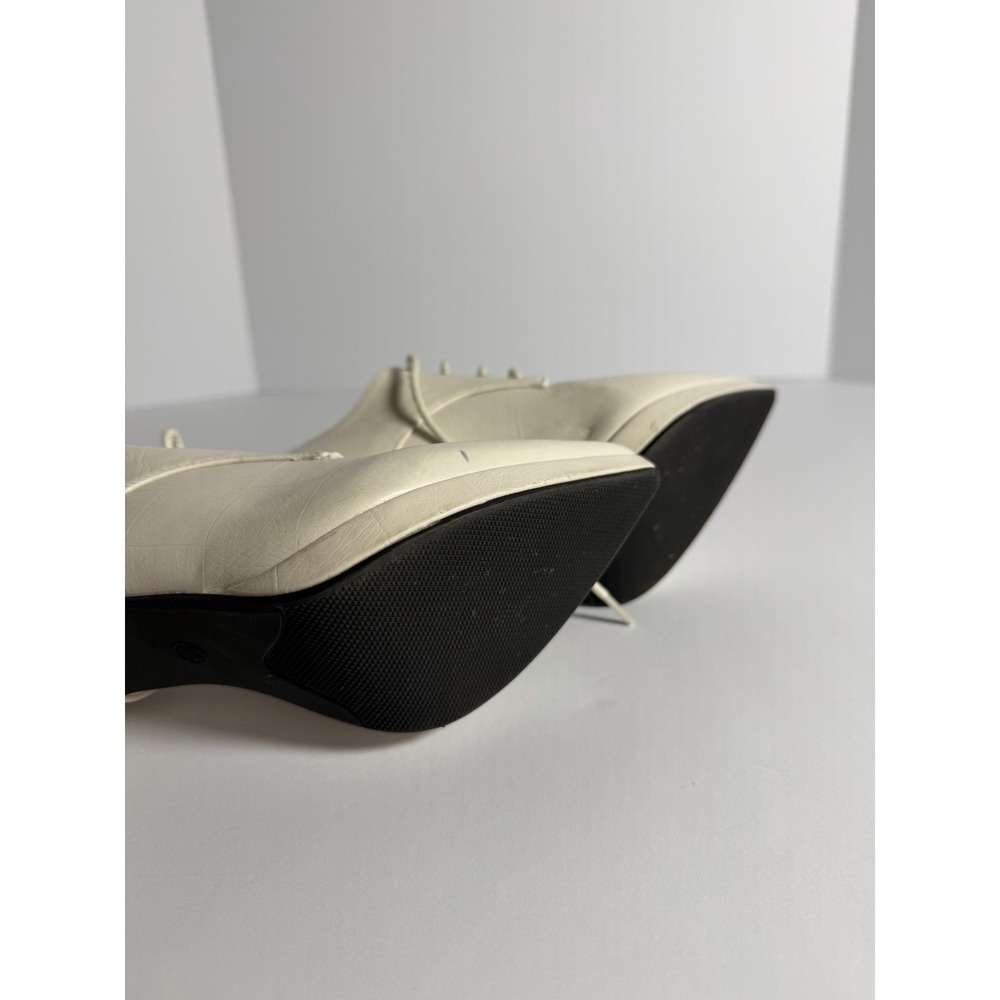 Cream Faux Leather Lace-Up Pointed Toe High Heels Size 6 W-36- Used- Good Cond - Picture 6 of 6